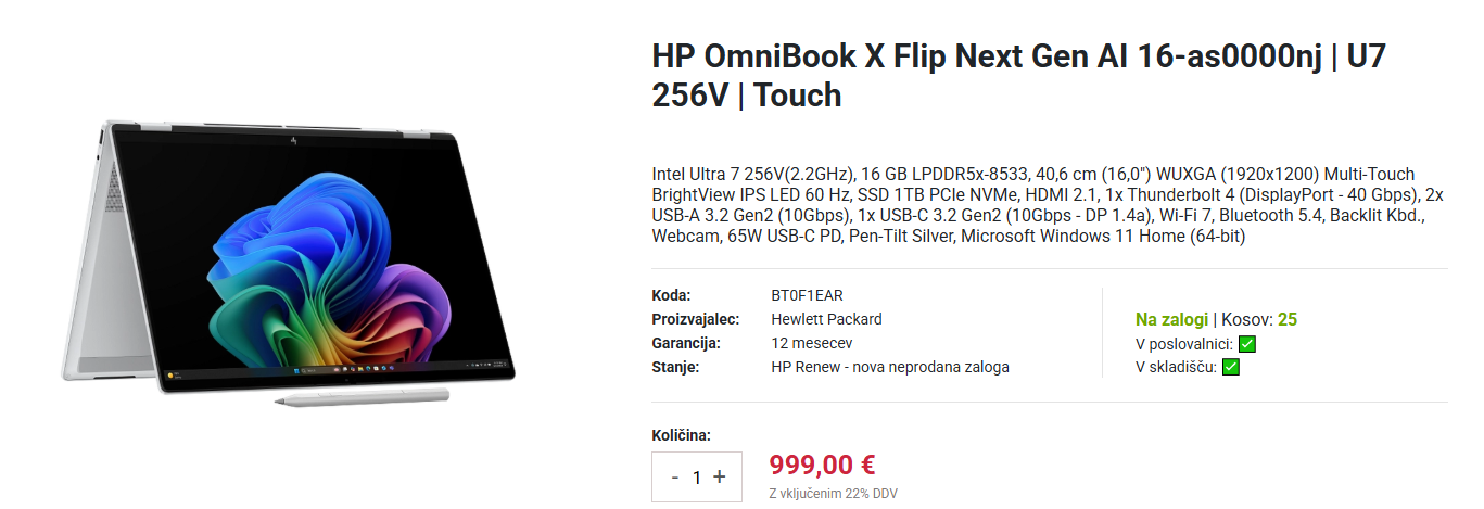 HP OmniBook prenosni računalnik flip za študente Screenshot prenosnika hp omnibook - top izbira za študentsko delo